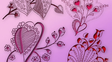 valentine floral heart brush