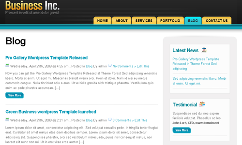 Corporate WordPress Themes - Business Inc.