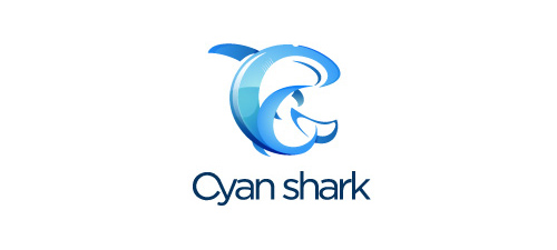 cyan shark logo designs