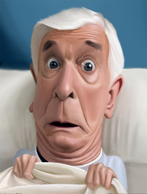 leslie nielson caricature