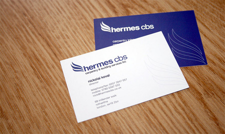 hermes cbs, carpentry London, business card, logo type, stationary, identity, http://www.hermescbs.co.uk