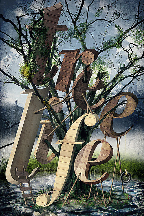 3d Typography Designs - Abstract Art Poster