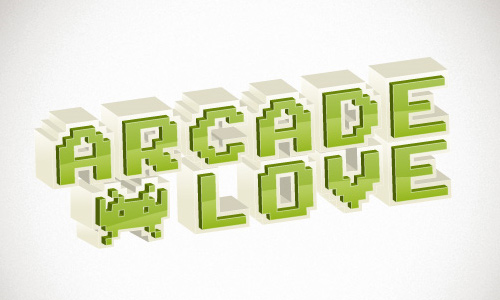retro 3d arcade text effect