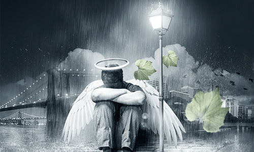 fallen rain soaked angel