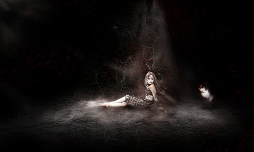 mysterious dark horror scene