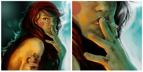 Tattooed Red Riding Hood digital-painting-02-tattooed-red-riding-hood