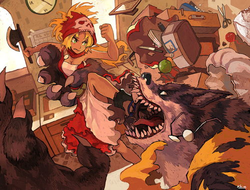 Red Riding Hood vs the Wolf digital-painting-03-red-riding-hood-vs-the-wolf