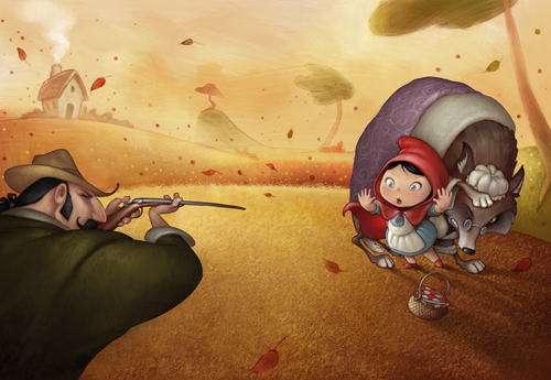 Little Red Riding Hood Saves the Wolf digital-painting-05-little-red-riding-hood