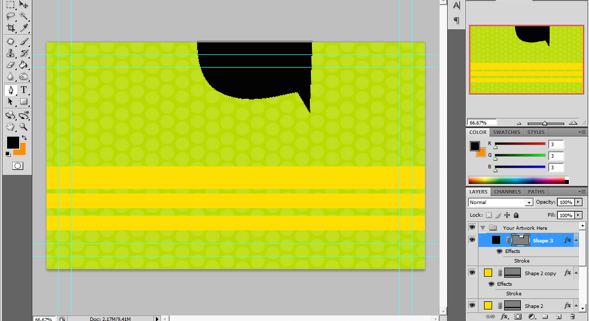 Using pen tool to create custom shape photoshop-business-card-tutorial-14