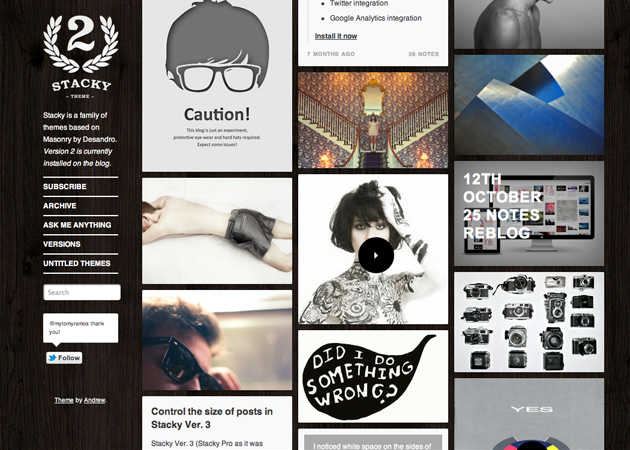 Tumblr Theme 02 by Andrew Stichbury via YouTheDesigner.com