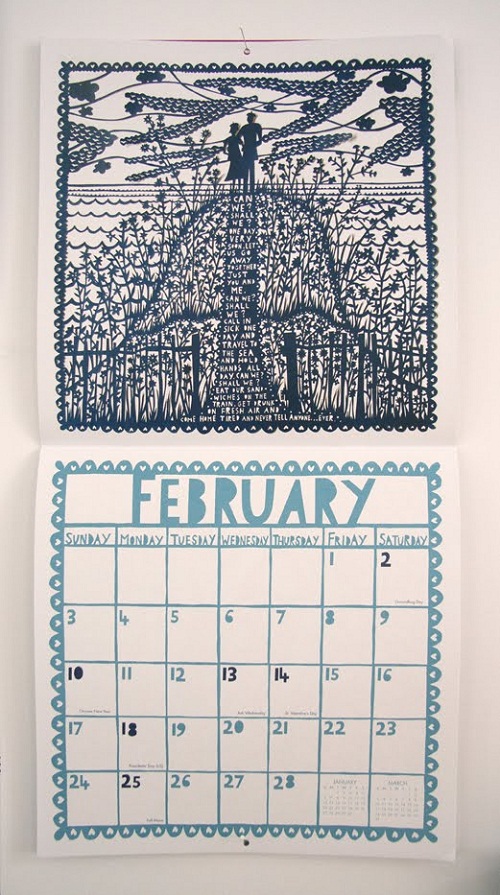 Calendar Design February by Rob Ryan via YouTheDesigner.com