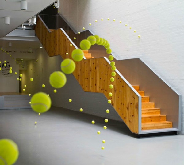 Tennis ball installation by Ana Soler