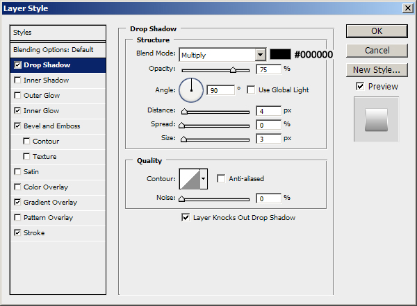 Drop Shadow setting