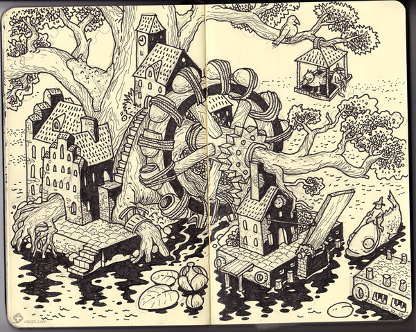 Sketchbook Illustration by Oleg Tischenkov Sketchbook Illustration by Oleg Tischenkov via YouTheDesigner.com