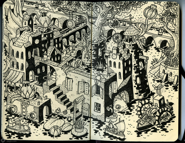 Sketchbook Illustration by Oleg Tischenkov Sketchbook Illustration by Oleg Tischenkov via YouTheDesigner.com