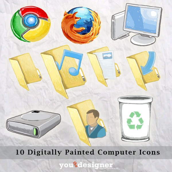 10 Digitally Drawn Computer Icons by YouTheDesigner 10 Digitally Drawn Computer Icons by YouTheDesigner