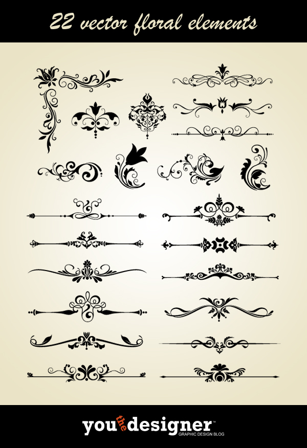 22 Vector Floral Elements by YouTheDesigner 22 Vector Floral Elements by YouTheDesigner