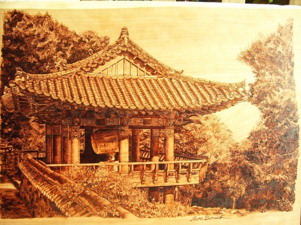 "Korea" - pyrography by Jean Bouick "Korea" - pyrography by Jean Bouick