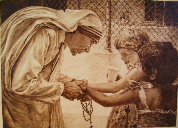 "Mother Theresa" - pyrography by Jean Bouick "Mother Theresa" - pyrography by Jean Bouick
