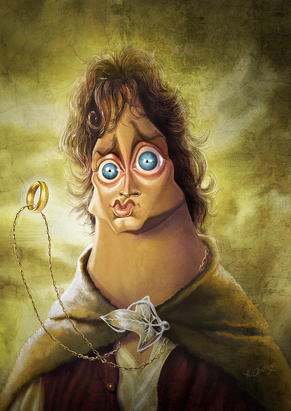 Frodo from LOTR - caricature by Anthony Geoffroy Frodo from LOTR - caricature by Anthony Geoffroy