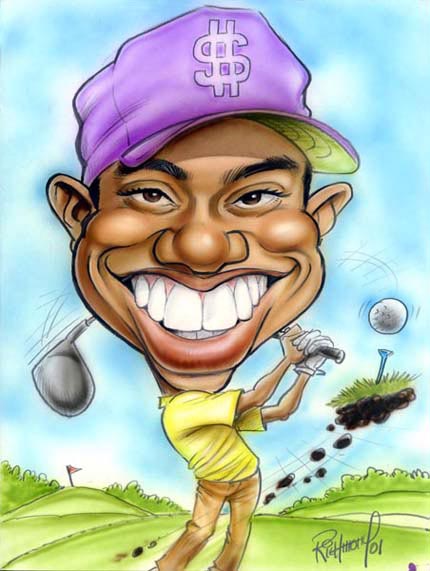 Tiger Woods - caricature by Tom Richmond Tiger Woods - caricature by Tom Richmond