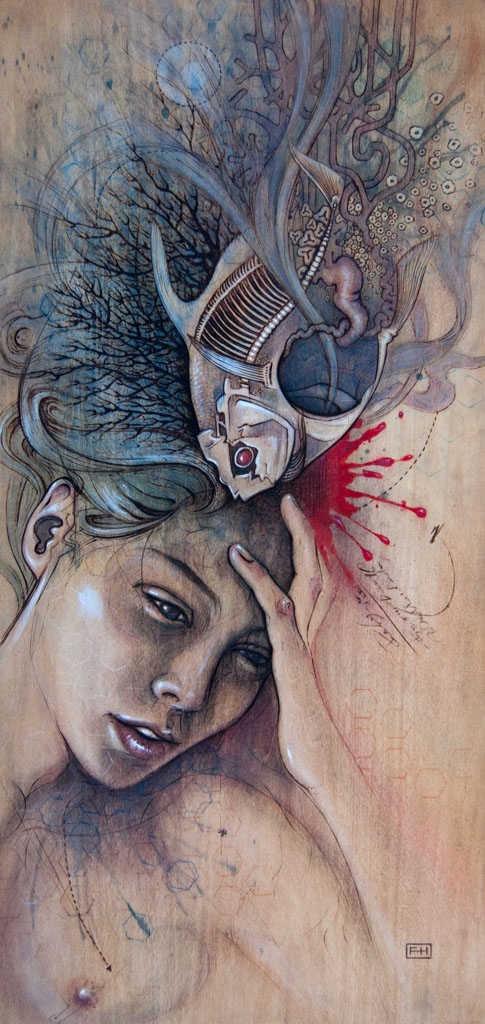 "Headache" - pyrography by Fay Helfer "Headache" - pyrography by Fay Helfer