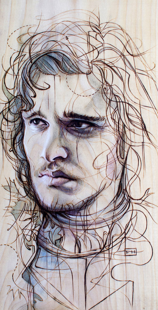 "Jon Snow" - pyrography by Fay Helfer "Jon Snow" - pyrography by Fay Helfer