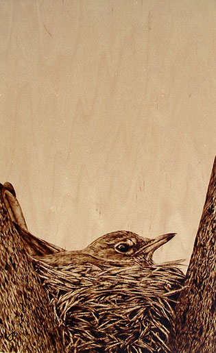 "Keeping them Warm" - pyrography by Julie Bender "Keeping them Warm" - pyrography by Julie Bender