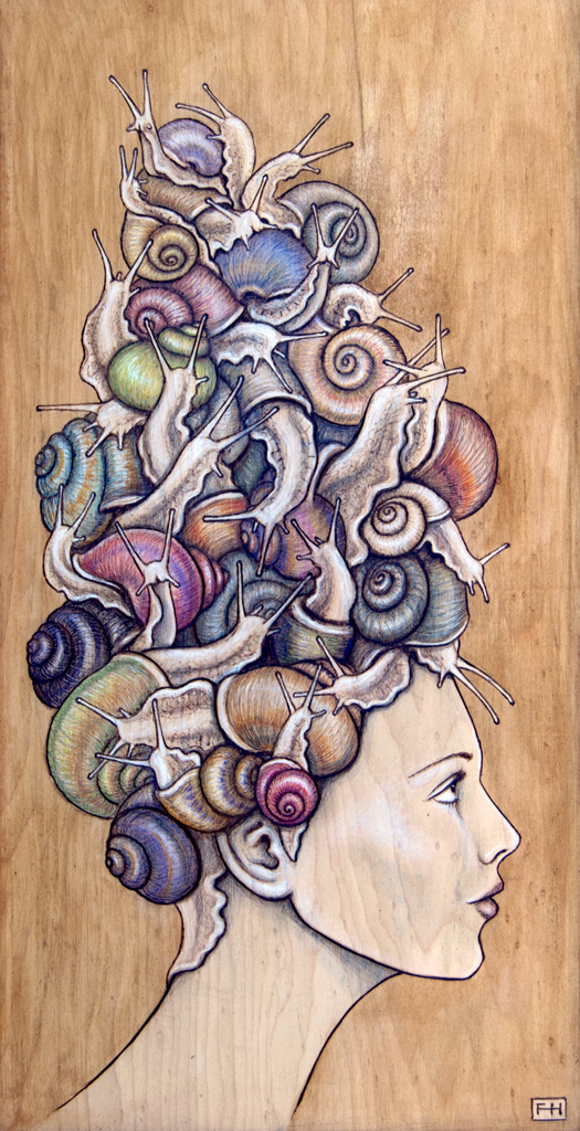 "Snail Do" - pyrography by Fay Helfer "Snail Do" - pyrography by Fay Helfer