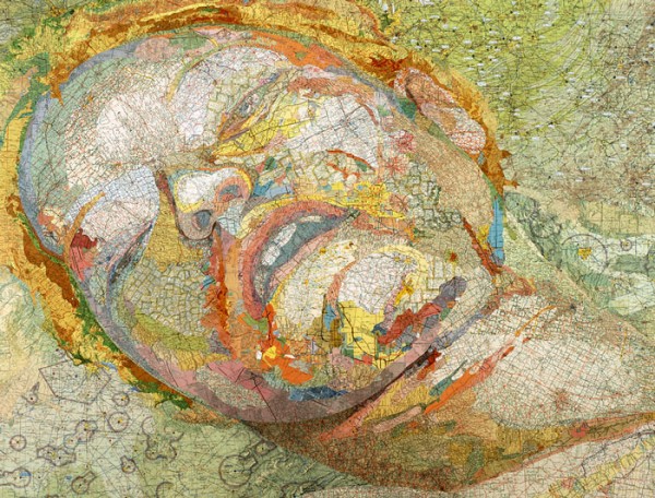 Bonnie, 2004 Inlaid maps on panel by Matthew Cusick Bonnie, 2004 Inlaid maps on panel by Matthew Cusick