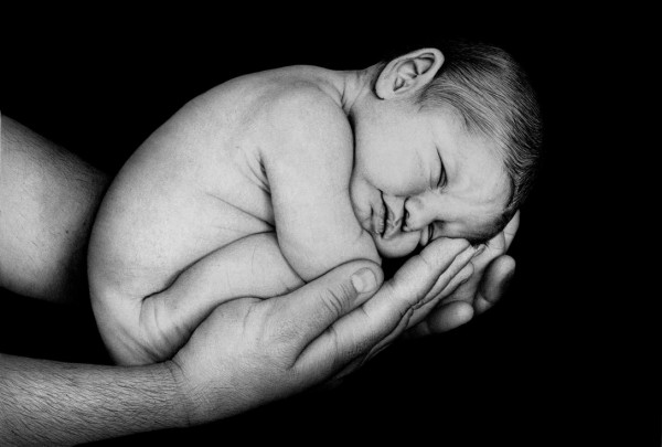 "Baby Cradled in Dad's Hands" - Ballpoint Pen Artwork by Samuel Silva "Baby Cradled in Dad's Hands" - Ballpoint Pen Artwork by Samuel Silva