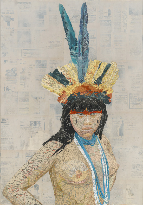 Amazonia, 2012 Inlaid maps, travel magazines, on panel by Matthew Cusick Amazonia, 2012 Inlaid maps, travel magazines, on panel by Matthew Cusick