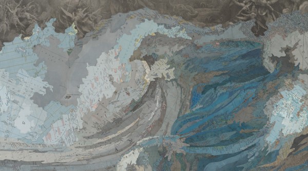 The Mind Is Its Own Place, 2012 Inlaid maps, engravings, dye, ink on panel by Matthew Cusick The Mind Is Its Own Place, 2012 Inlaid maps, engravings, dye, ink on panel by Matthew Cusick