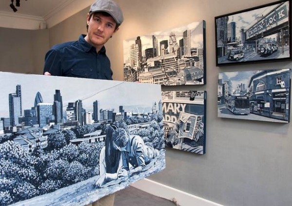 Ian Berry aka "Denimu" in an exhibition at Catto Gallery Hampstead