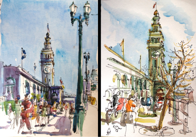 Sketches of Suhita while traveling in different places Sketches of Suhita while traveling in different places