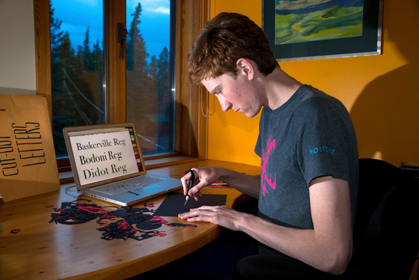 Ben cutting letters Ben cutting letters
