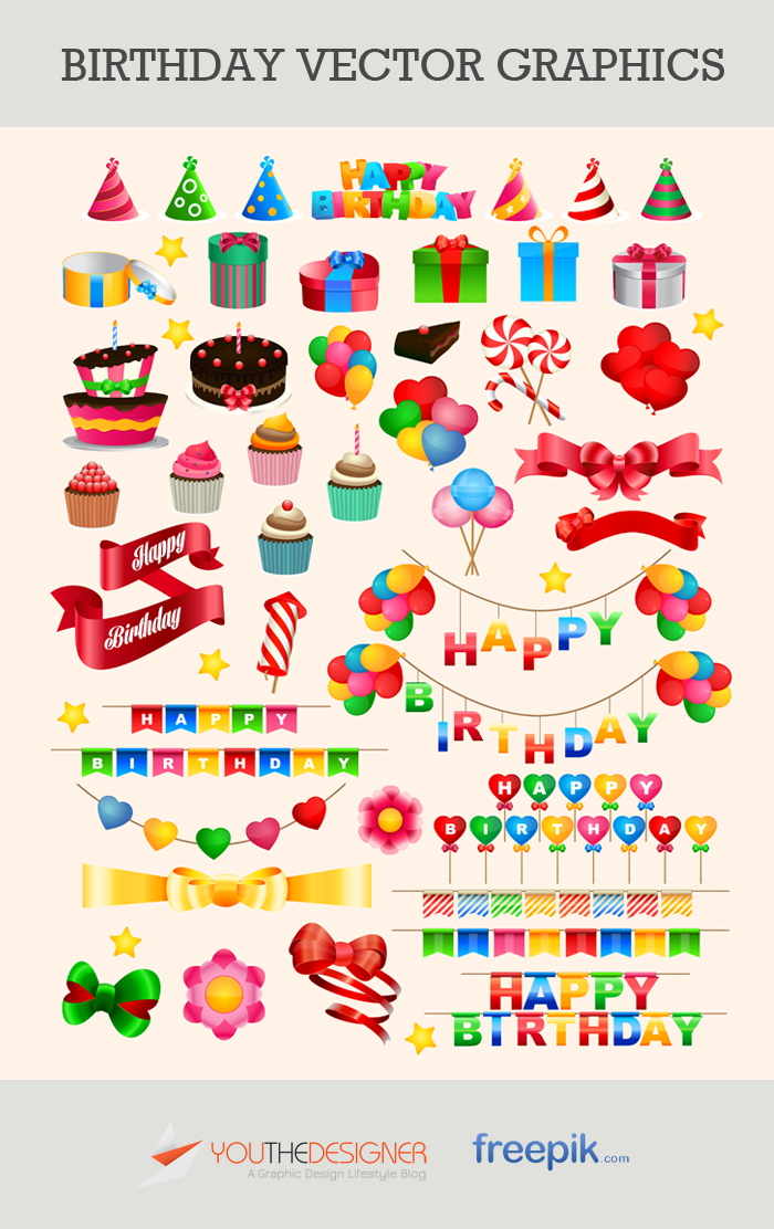 Free Vector Pack: Birthday Vector Graphics via You The Designer Free Vector Pack: Birthday Vector Graphics via You The Designer