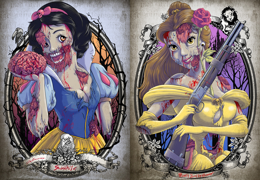 Snow White and Belle Zombified by Witit Karpkraikaew Snow White and Belle Zombified by Witit Karpkraikaew