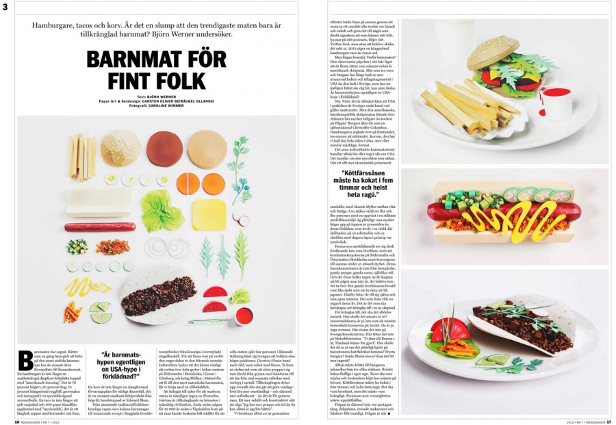 Fast Food illustration for Nöjesguiden magazine by Ollanski Paper modelling for Inspiration