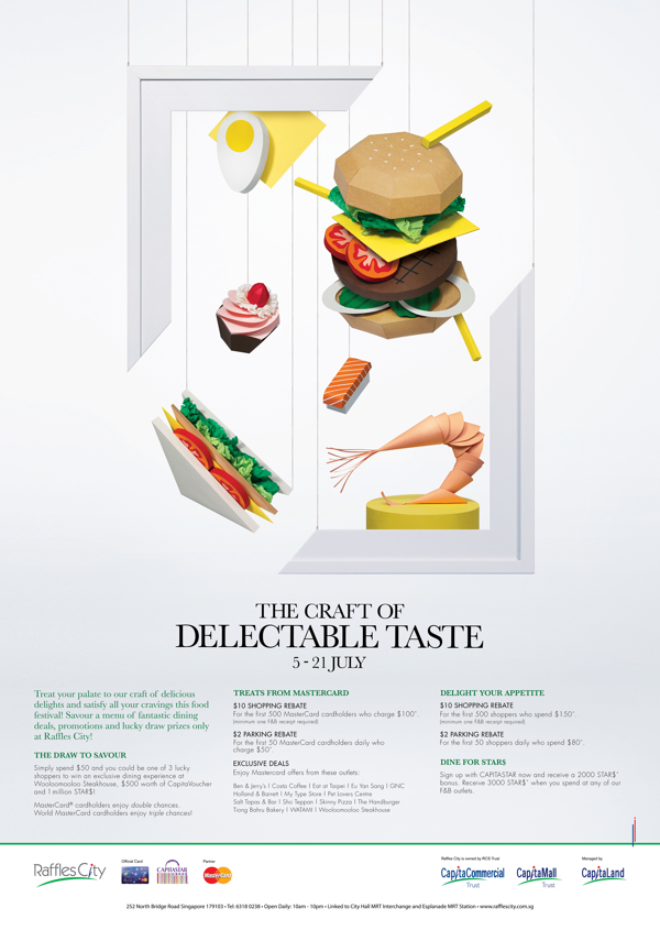Raffles City Food Fest poster Paper modelling for Inspiration