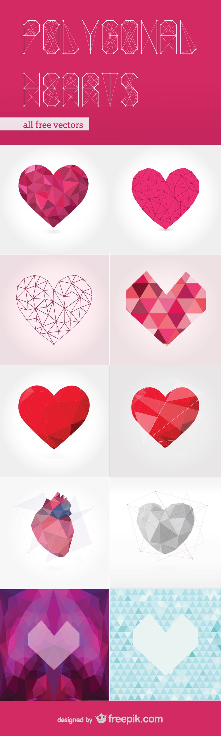 Polygonal Hearts Free Vector Pack Polygonal Hearts Free Vector Pack
