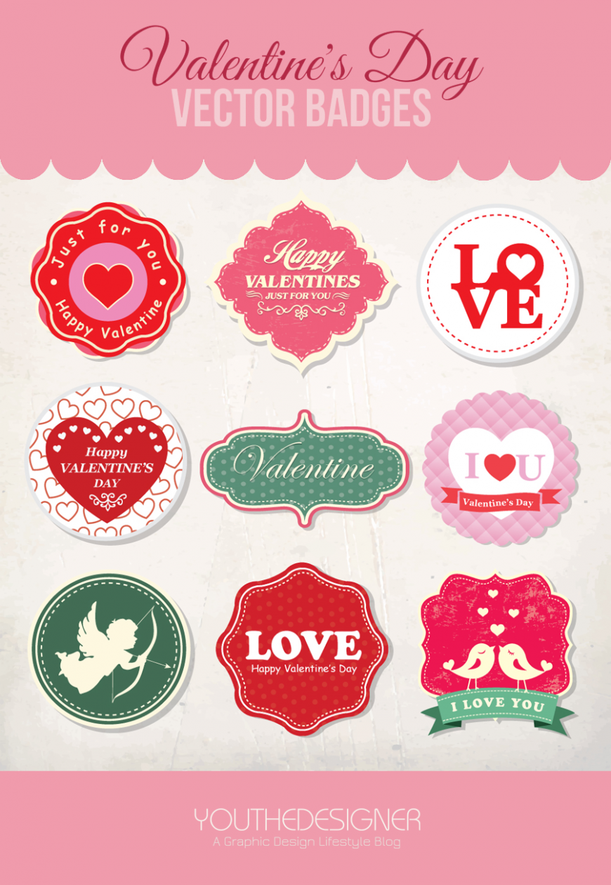 Valentines Day Vector Badges by You The Designer Valentines Day Vector Badges by You The Designer