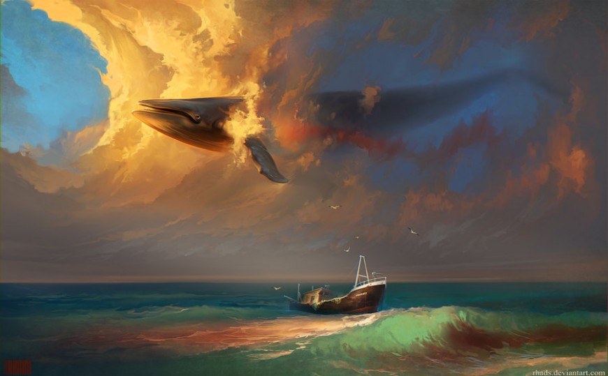 Artist Paints Dreamlike Scenes of Flying Whales