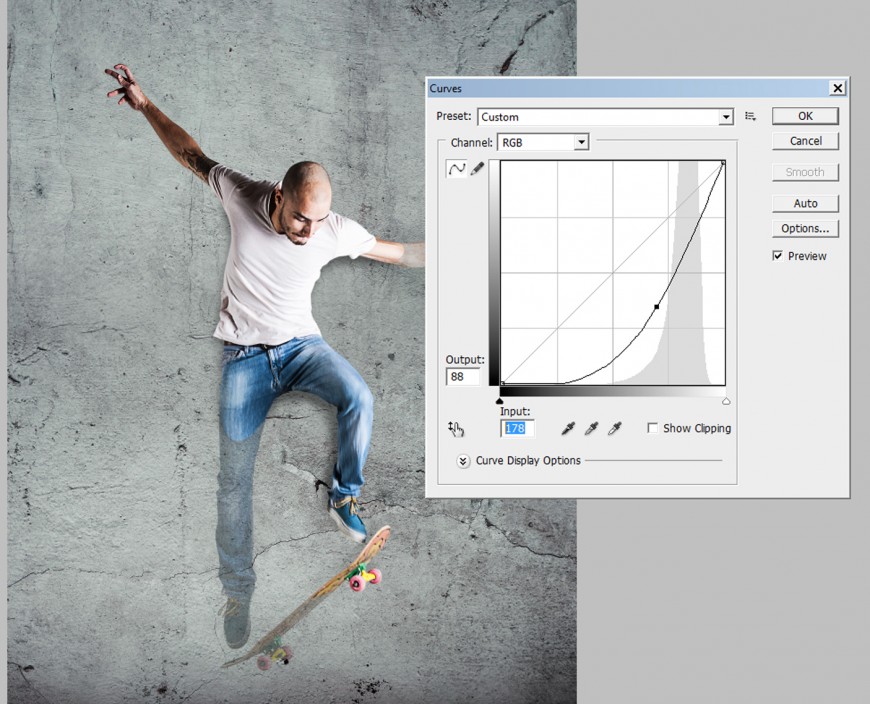 Step 14 - Selec the Background layer - curves