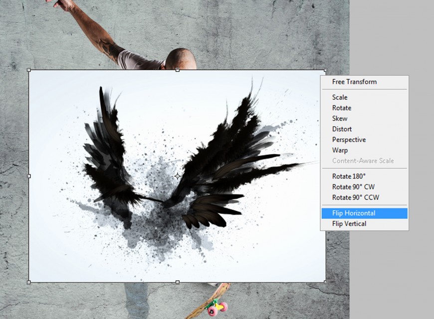 Step 17 - Place in the document & horizontal flip