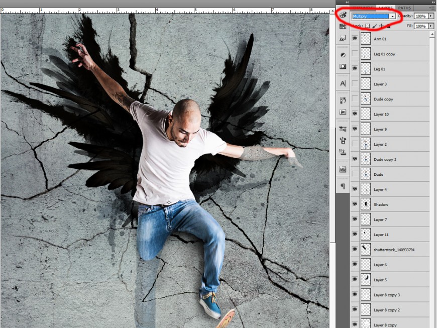 Step 26 - Add some wall cracks and make it multiply