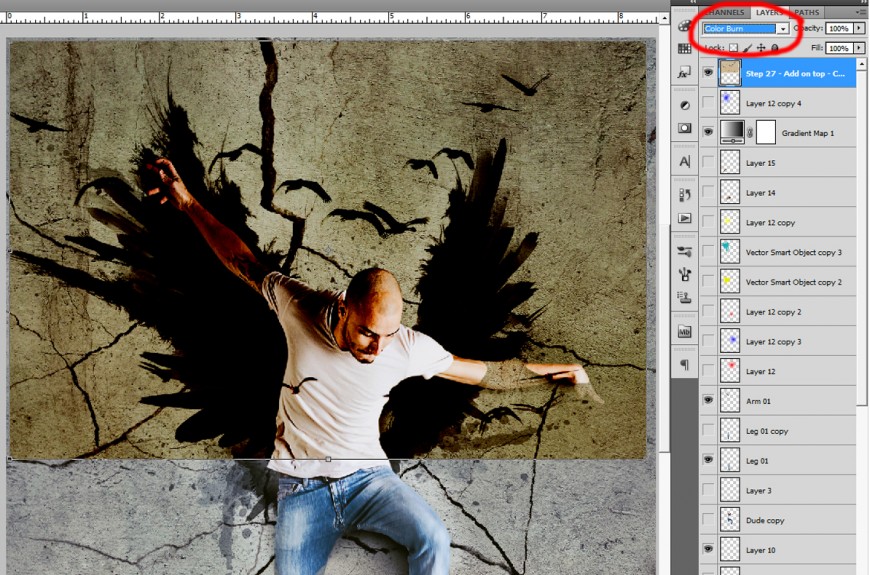 Step 28 - Add on top - Color burn