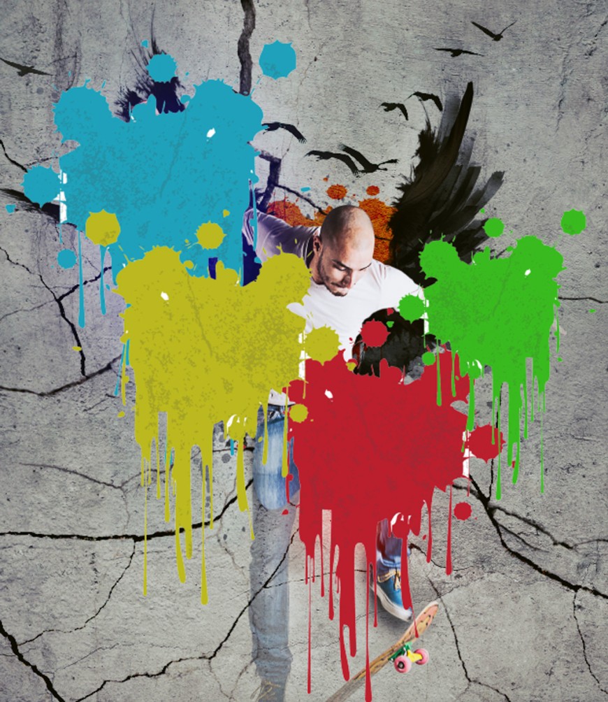 Step 31 - Add splat - Color burn & aadjusted to diff colors