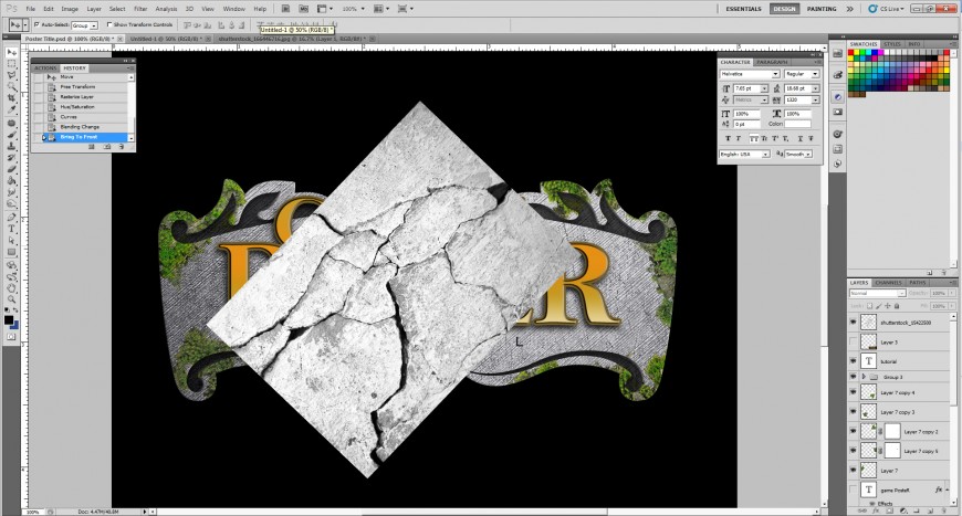 12_place the photo of crack concrete _ blending mode to darken