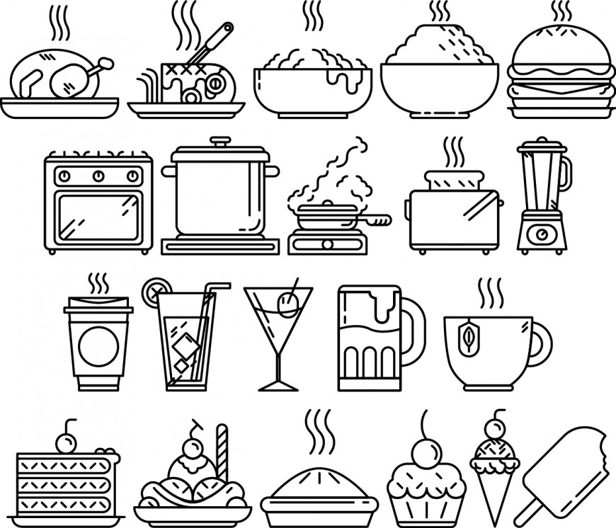 20-Food Vector Line Art Freebie